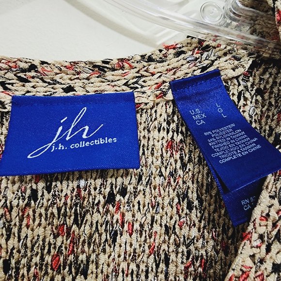 JH Collectibles stretchy confetti open knit button up cardigan woman's size L - Picture 2 of 8
